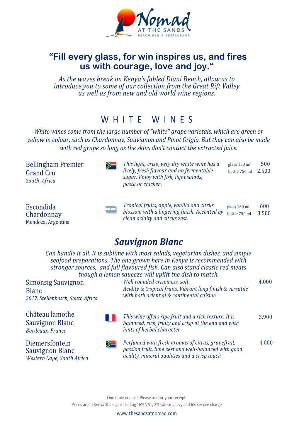 WHITE WINES Sauvignon Blanc