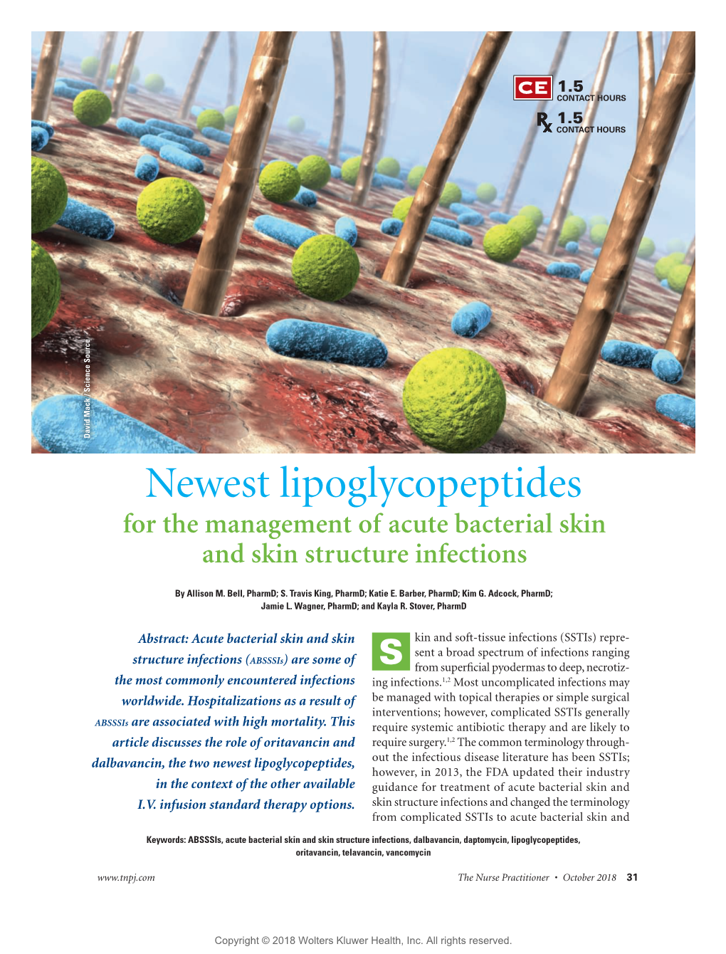 Newest Lipoglycopeptides for the Management of Acute Bacterial Skin and Skin Structure Infections