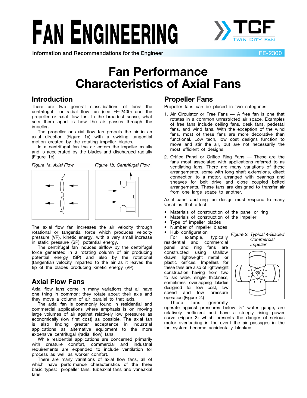 Fan Performance Characteristics of Axial Fans