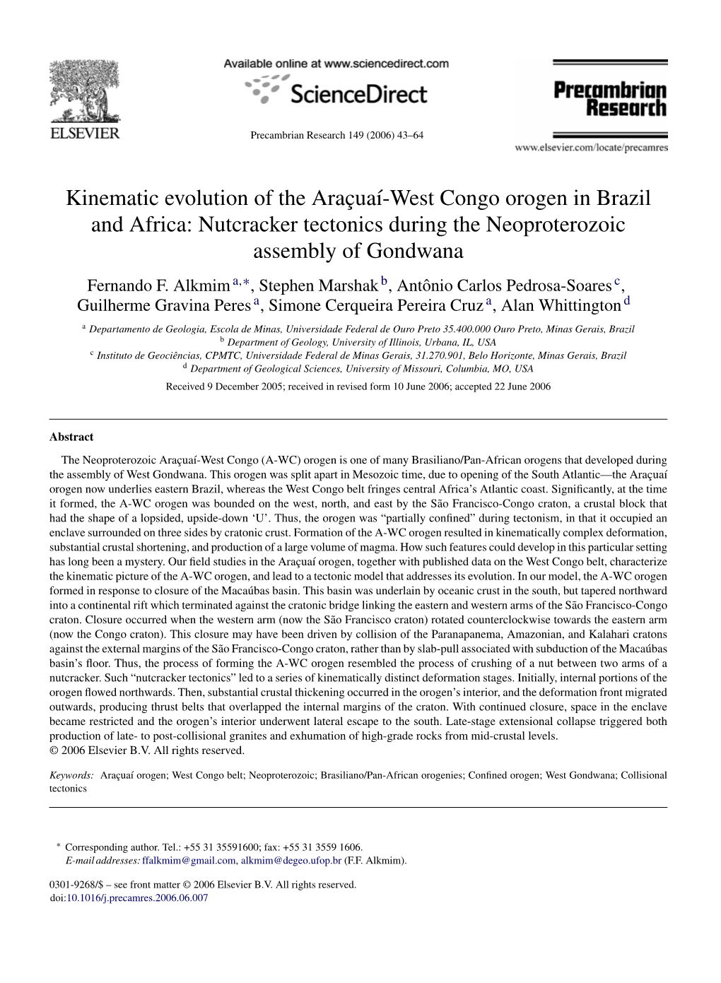 Kinematic Evolution of the Araçuaı-West Congo Orogen In