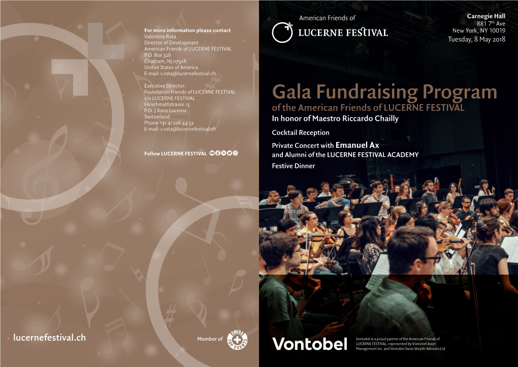 Gala Fundraising Program Hirschmattstrasse 13 P.O