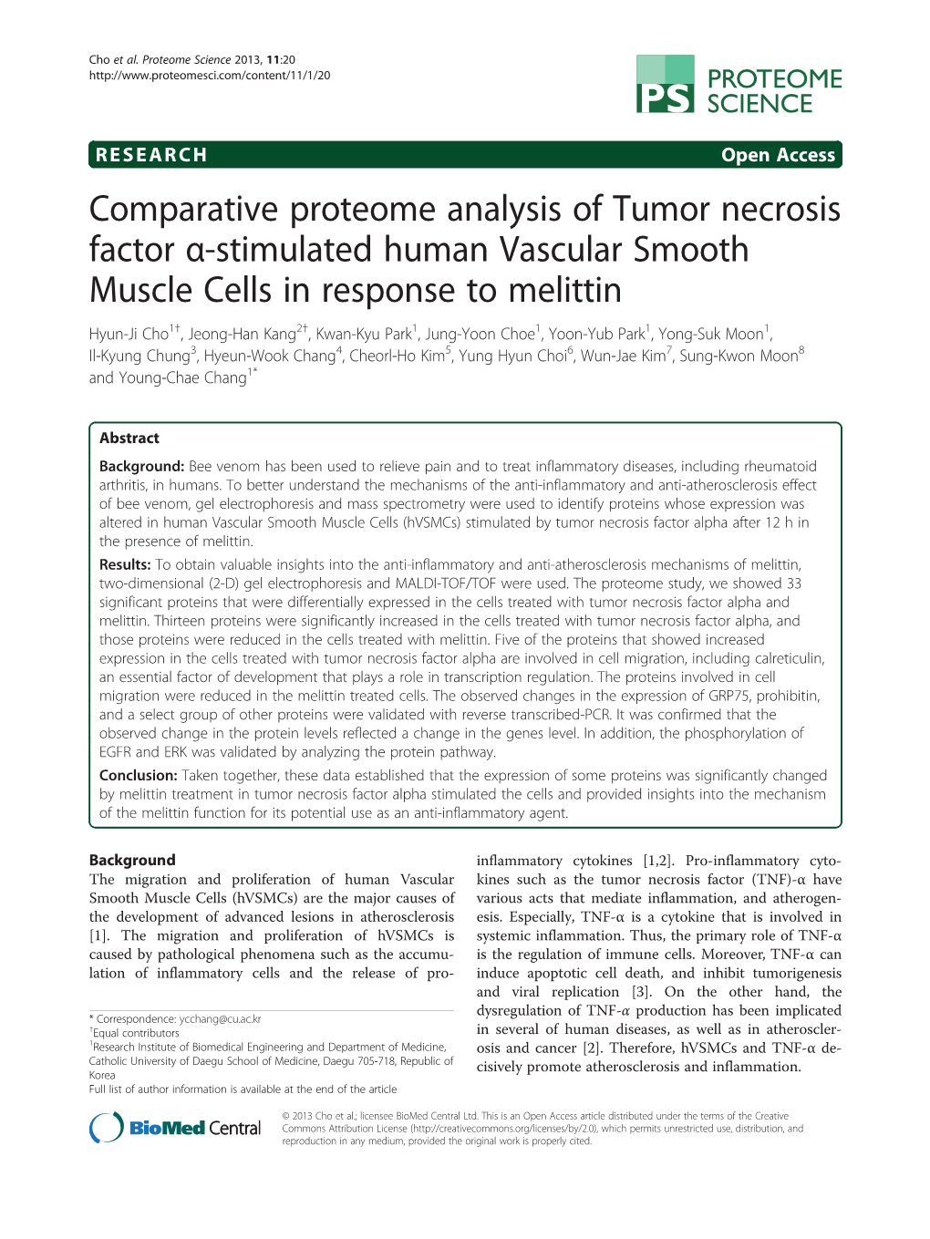 Comparative Proteome Analysis of Tumor Necrosis Factor Α-Stimulated