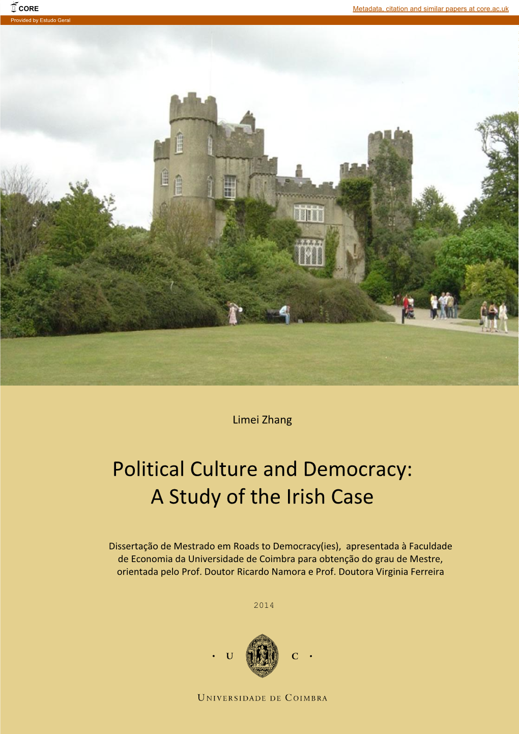 Political Culture and Democracy: a Study of the Irish Case