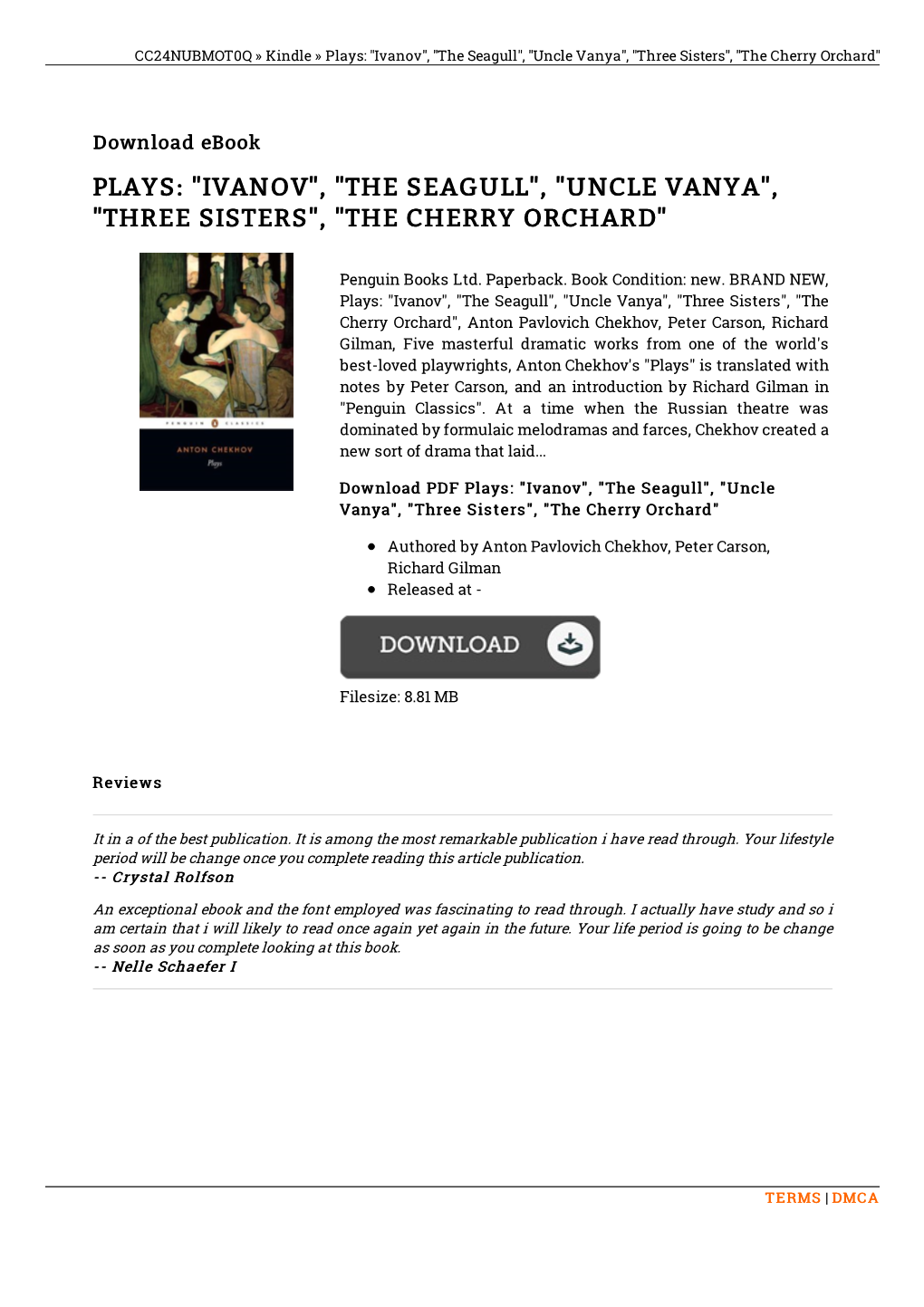 Download PDF &gt; Plays: "Ivanov", "The Seagull", "Uncle Vanya