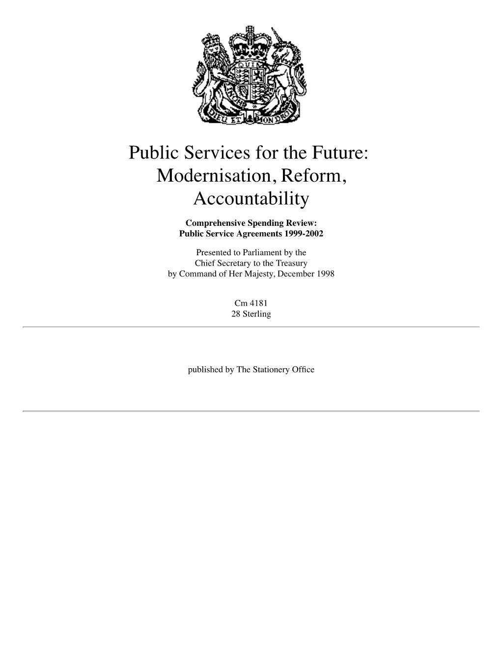 Modernisation, Reform, Accountability