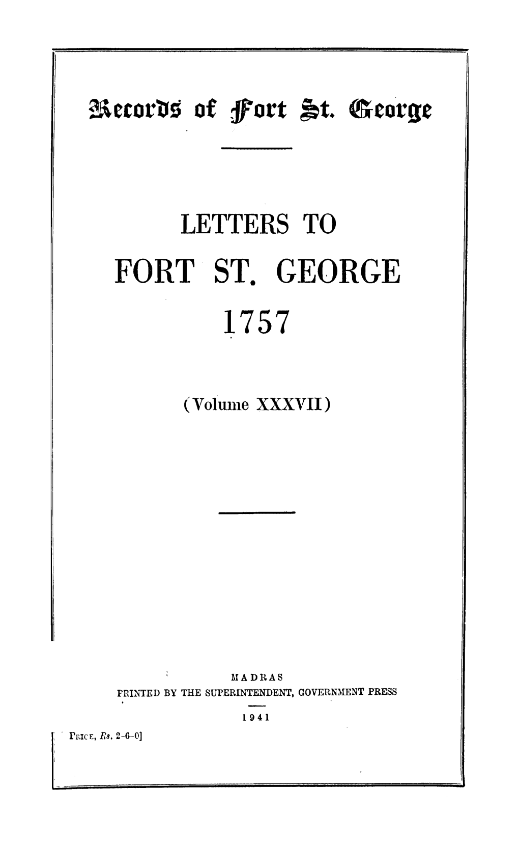 Fort . St. George 1757