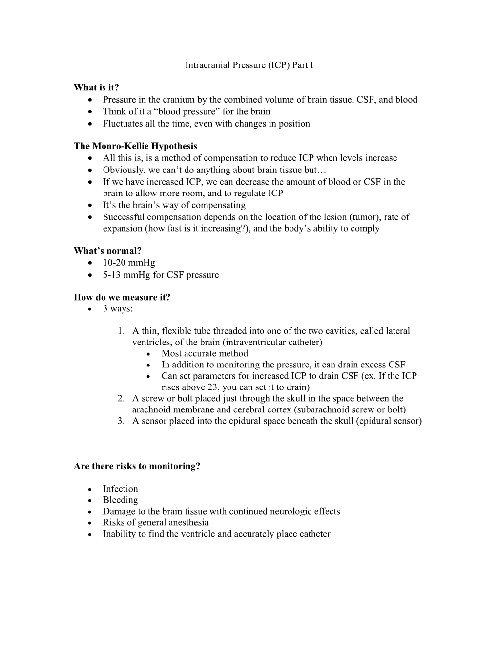 Intracranial Pressure (ICP)