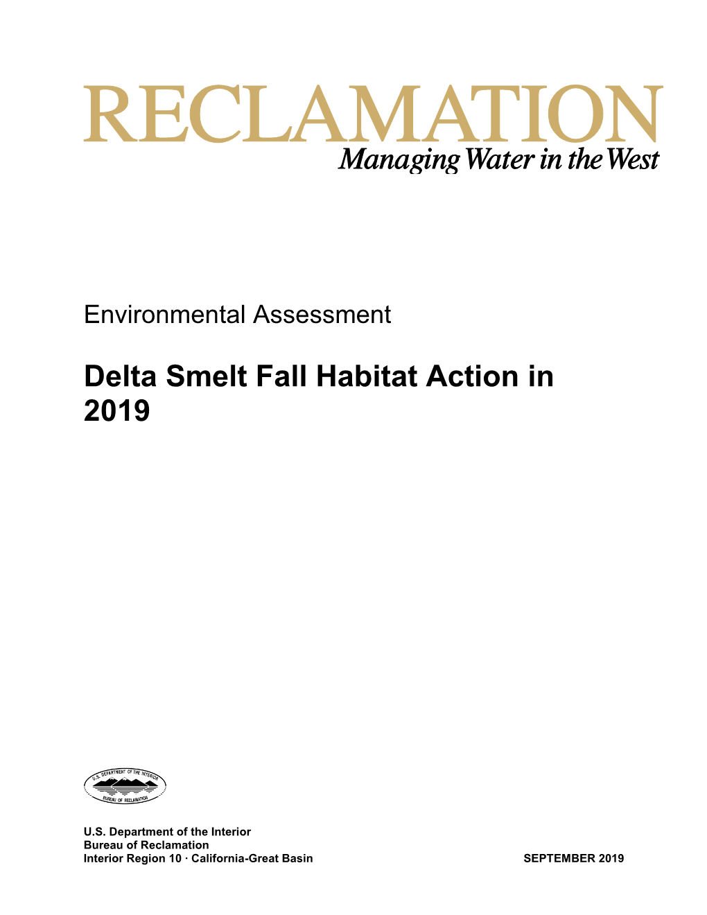 Delta Smelt Fall Habitat Action in 2019