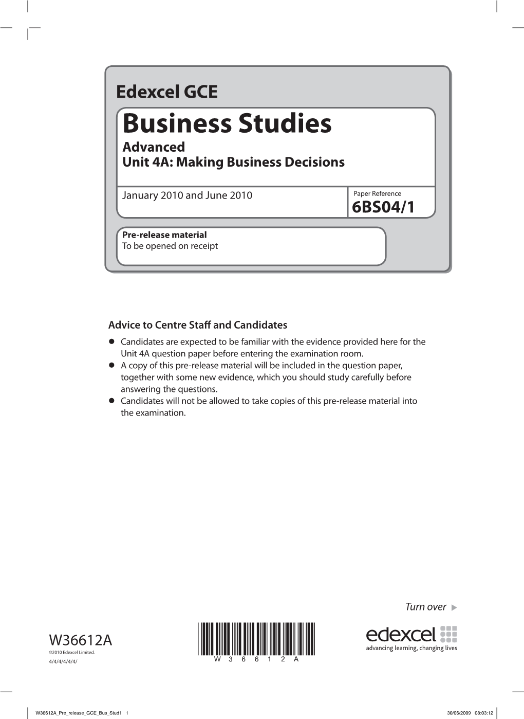 Business Studies Advanced Unit 4A: Making Business Decisions