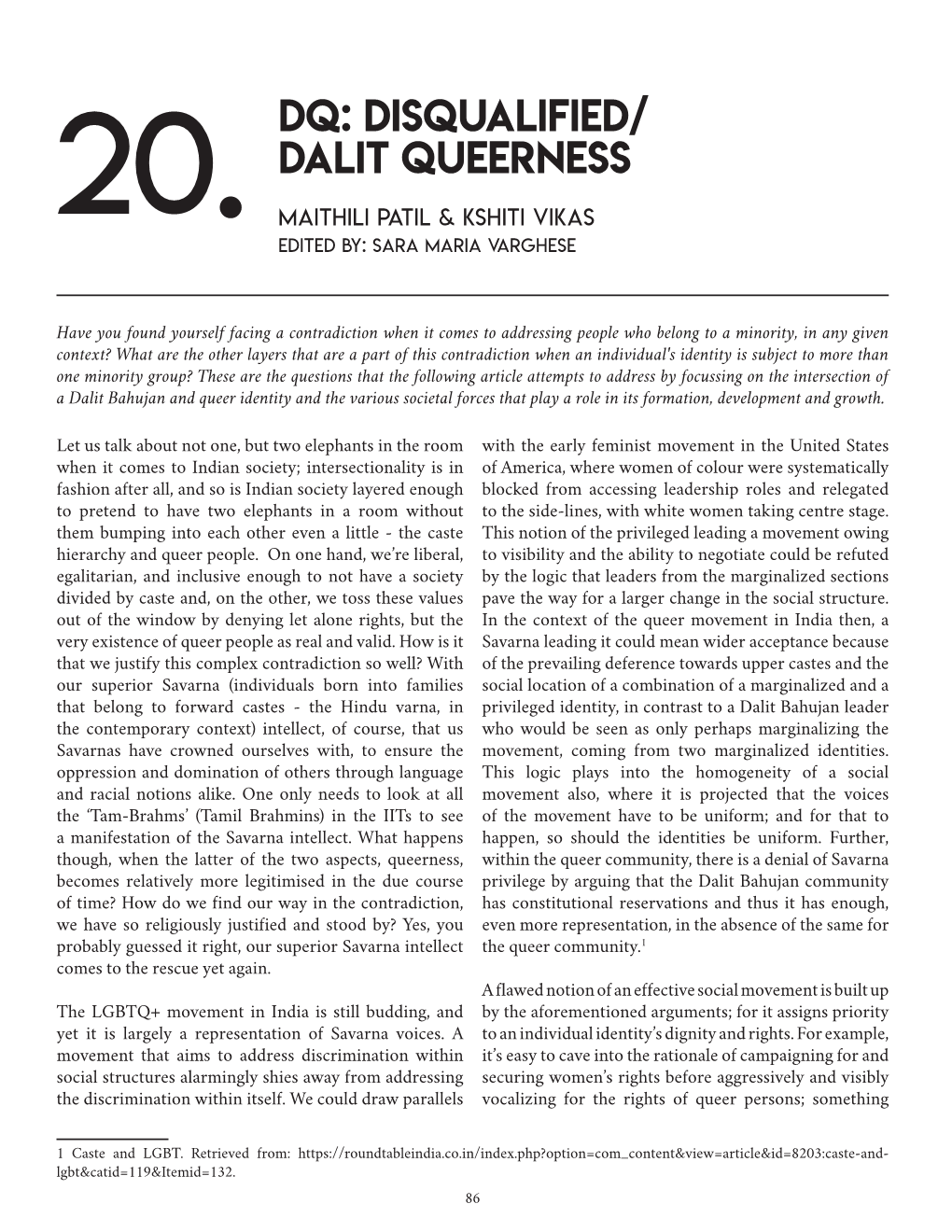 DQ: Disqualified/ Dalit Queerness 20