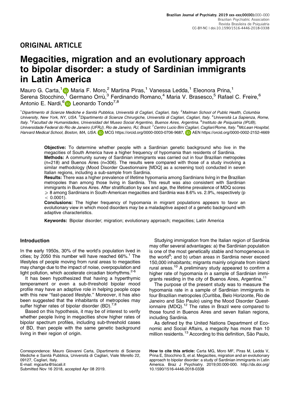 A Study of Sardinian Immigrants in Latin America Mauro G