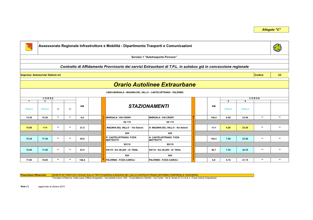 Salemi Srl Codice 23 Orario Autolinee Extraurbane