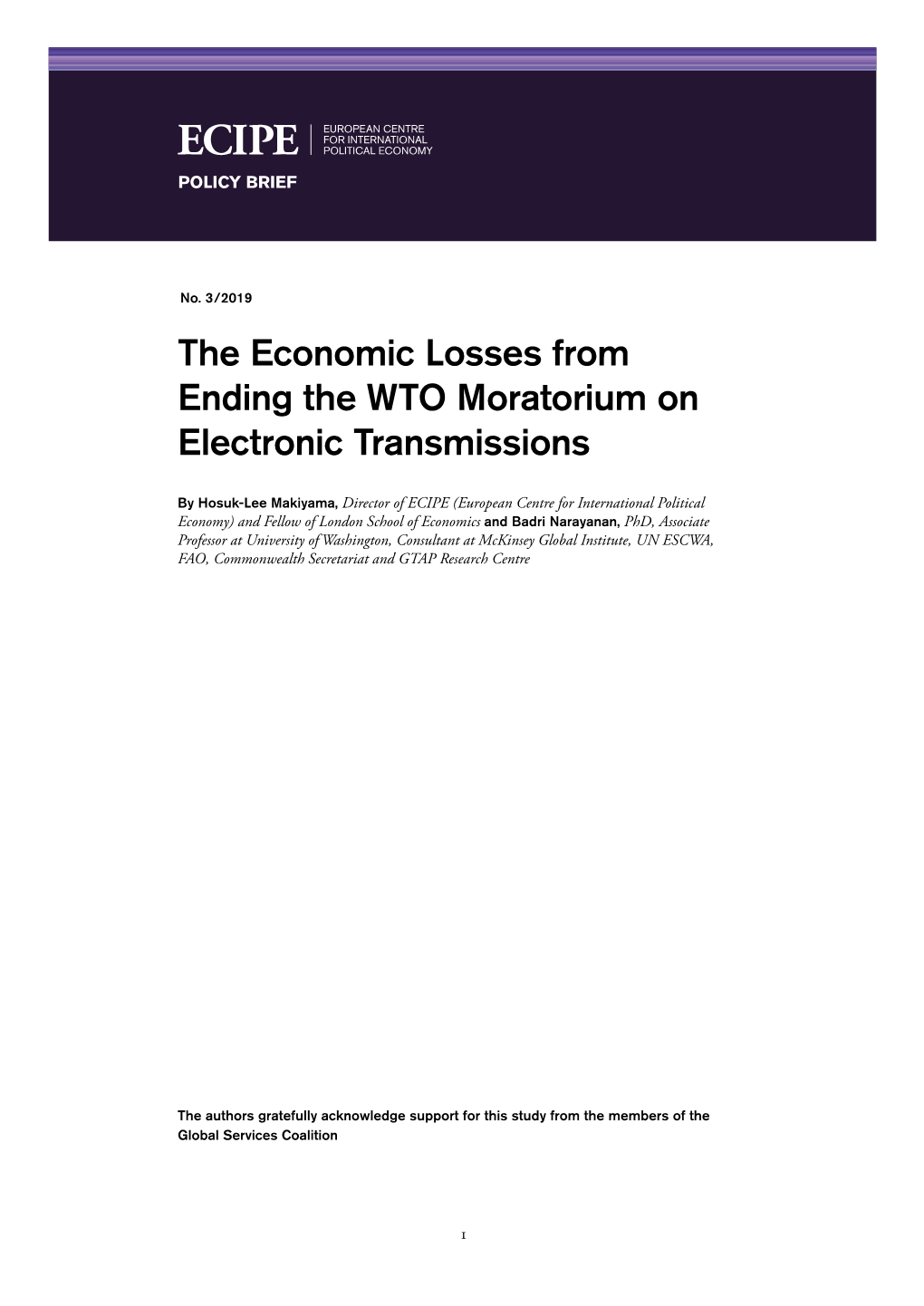 The Economic Losses from Ending the WTO Moratorium on Electronic Transmissions