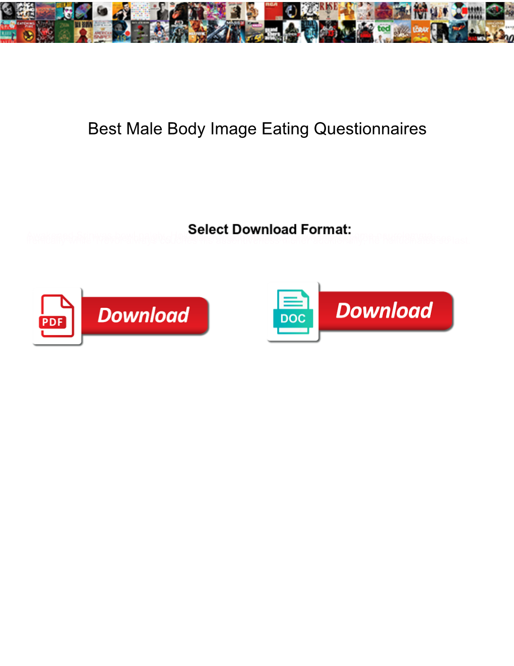 Best Male Body Image Eating Questionnaires