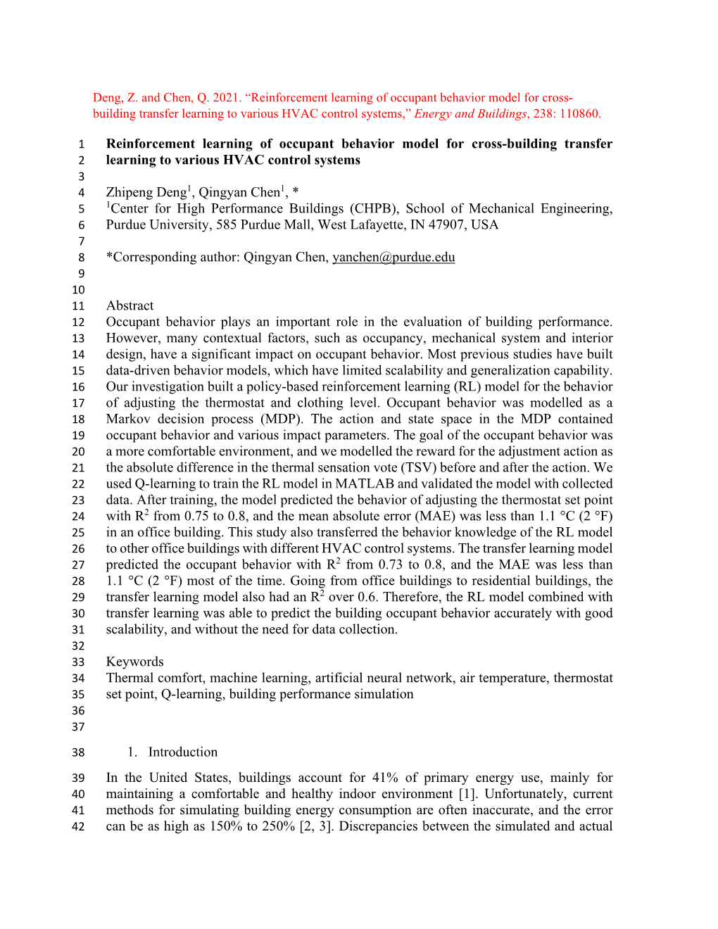 Reinforcement Learning of Occupant Behavior Model for Cross-Building