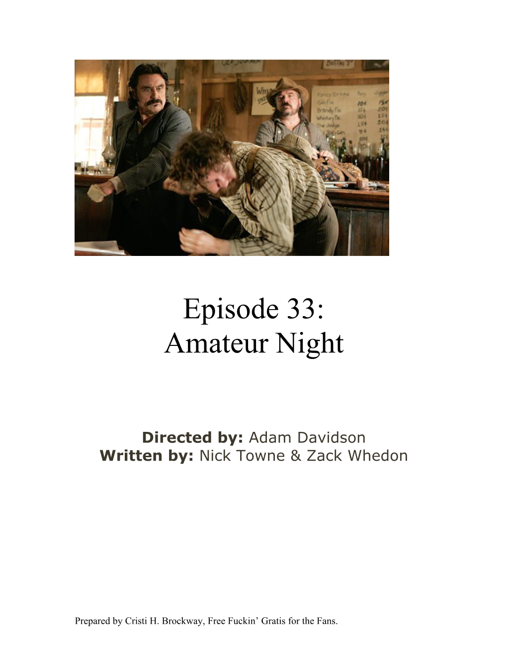 Episode 33: Amateur Night