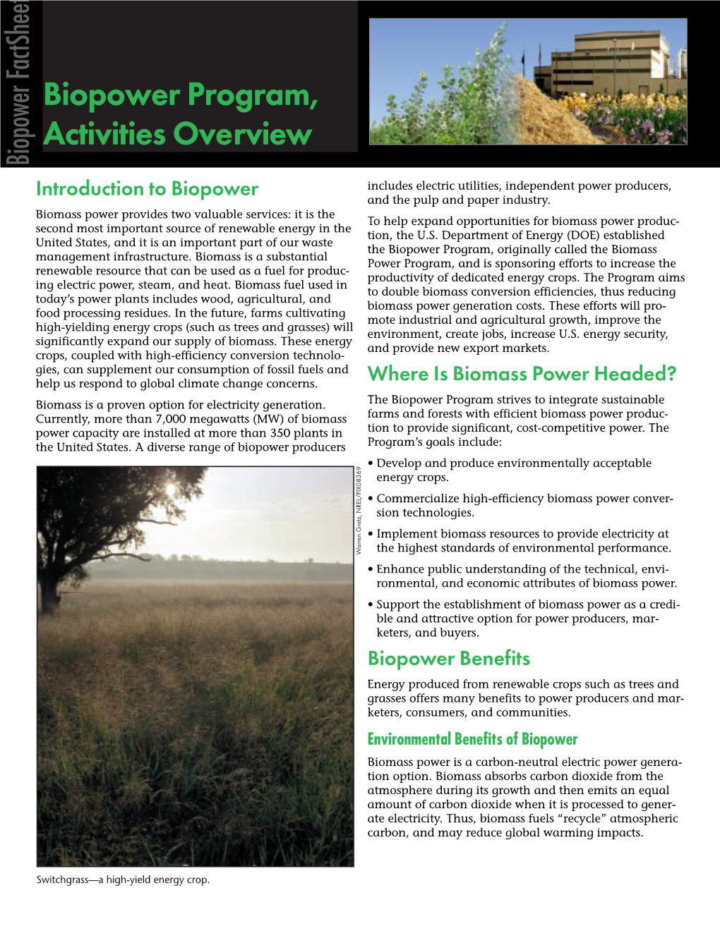 Biopower Program, Activities Overview