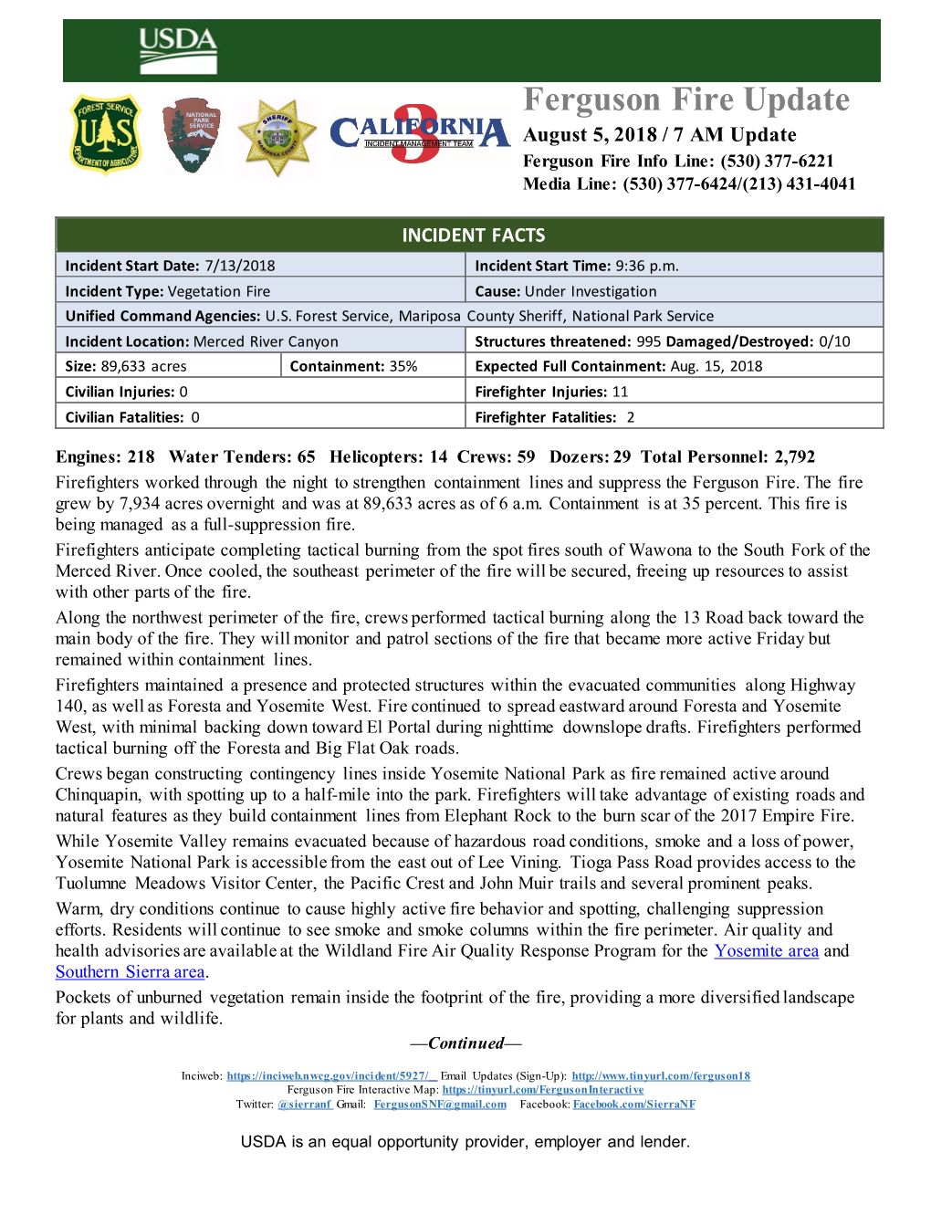 Ferguson Fire Daily Update