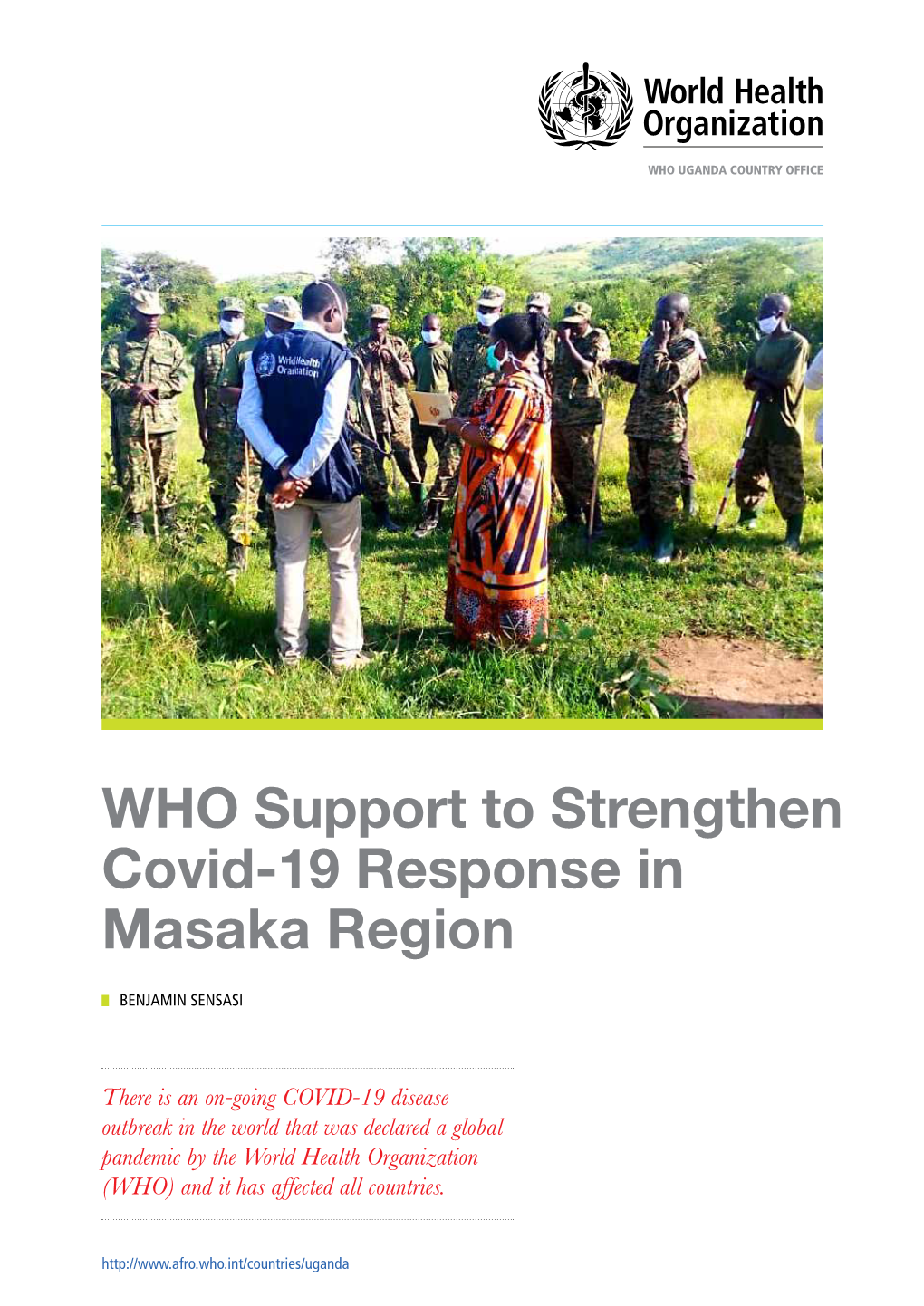 WHO Support to Strengthen Covid-19 Response in Masaka Region