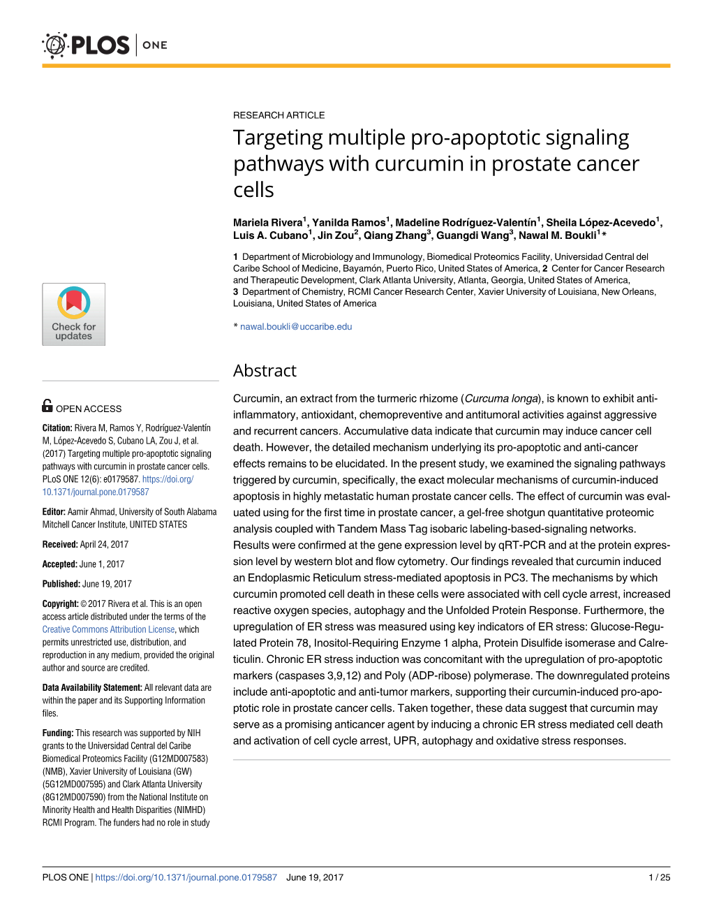 Targeting Multiple Pro-Apoptotic Signaling Pathways with Curcumin in Prostate Cancer Cells