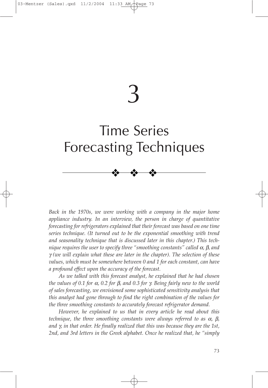 Chapter 3. Time Series Forecasting Techniques