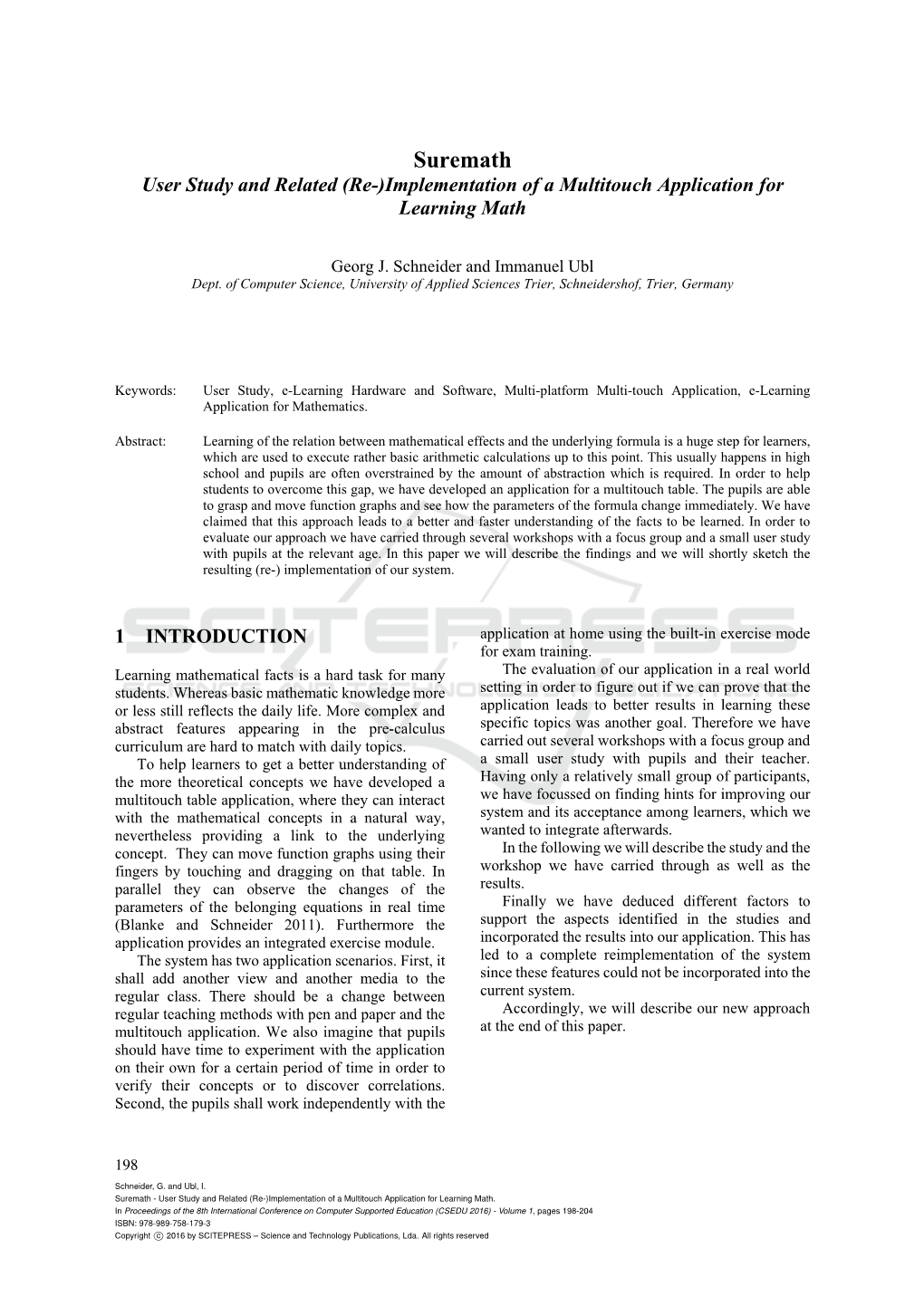 Suremath User Study and Related (Re-)Implementation of a Multitouch Application for Learning Math