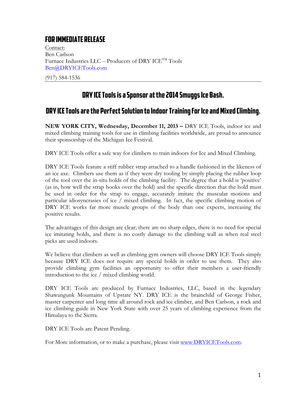 DRY ICE SIB Press Release