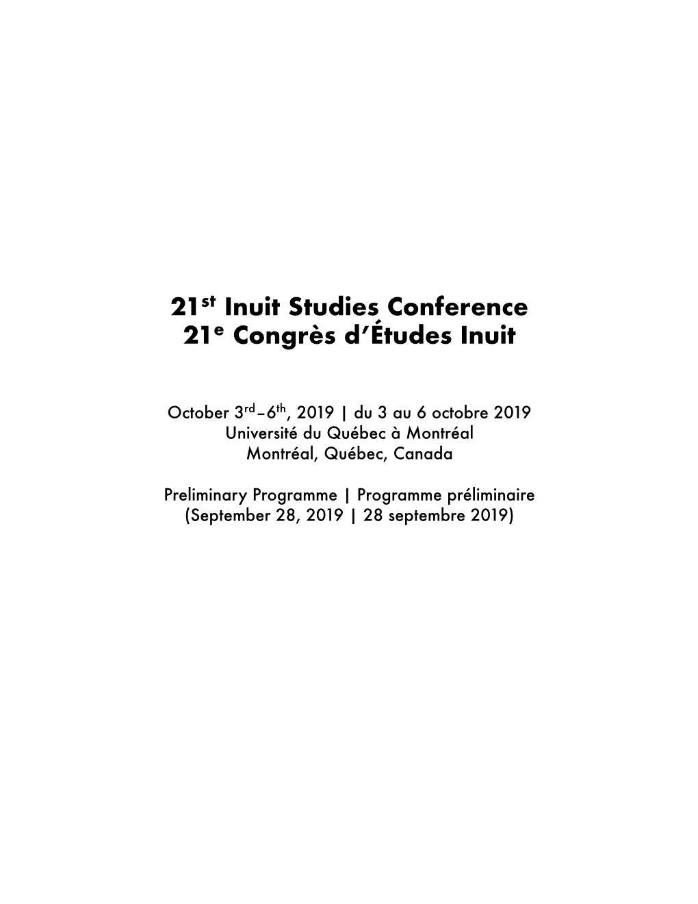 21St Inuit Studies Conference 21E Congrès D'études Inuit