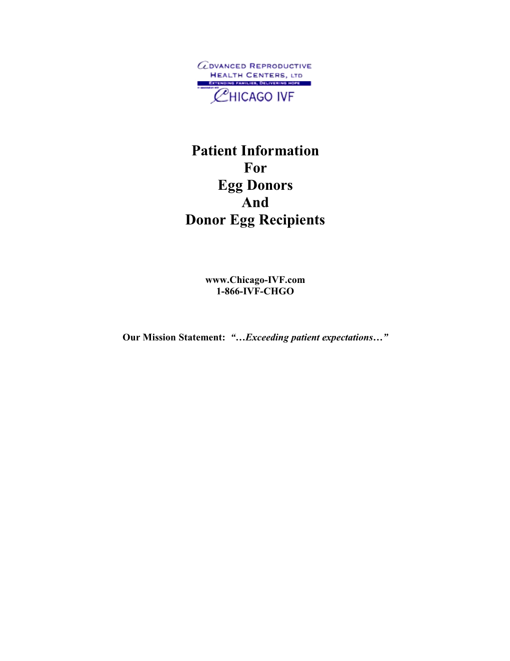 Complete Oocyte (Egg) Donation Booklet for Donors and Recipients