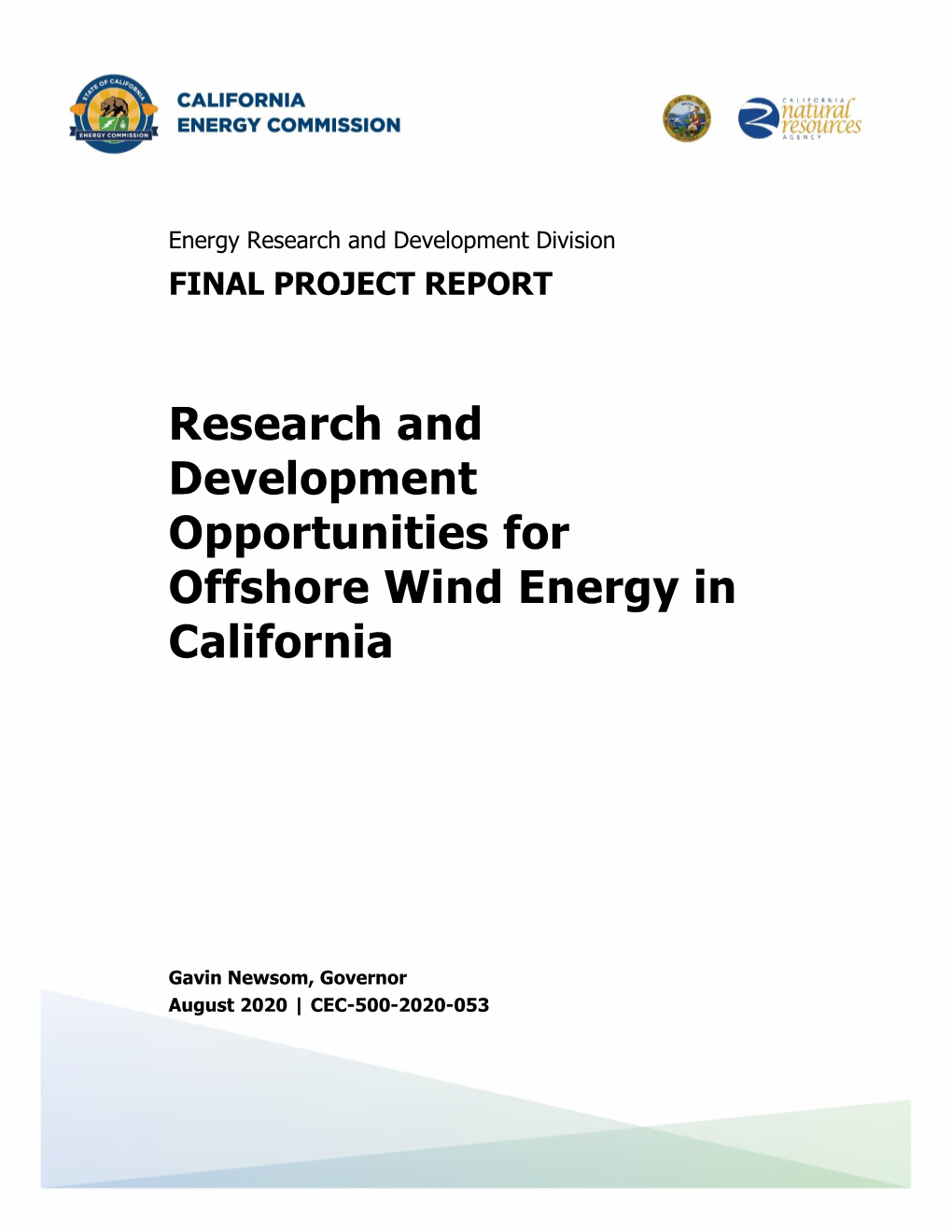 Research and Development Opportunities for Offshore Wind Energy in California
