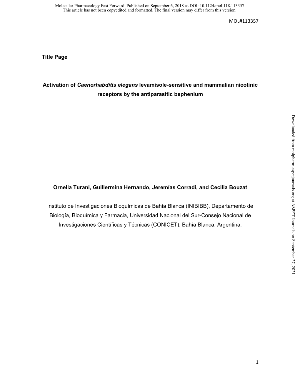 Activation of Caenorhabditis Elegans Levamisole-Sensitive and Mammalian Nicotinic Receptors by the Antiparasitic Bephenium