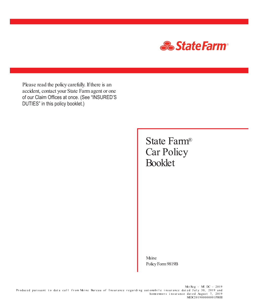 State Farm® Car Policy Booklet