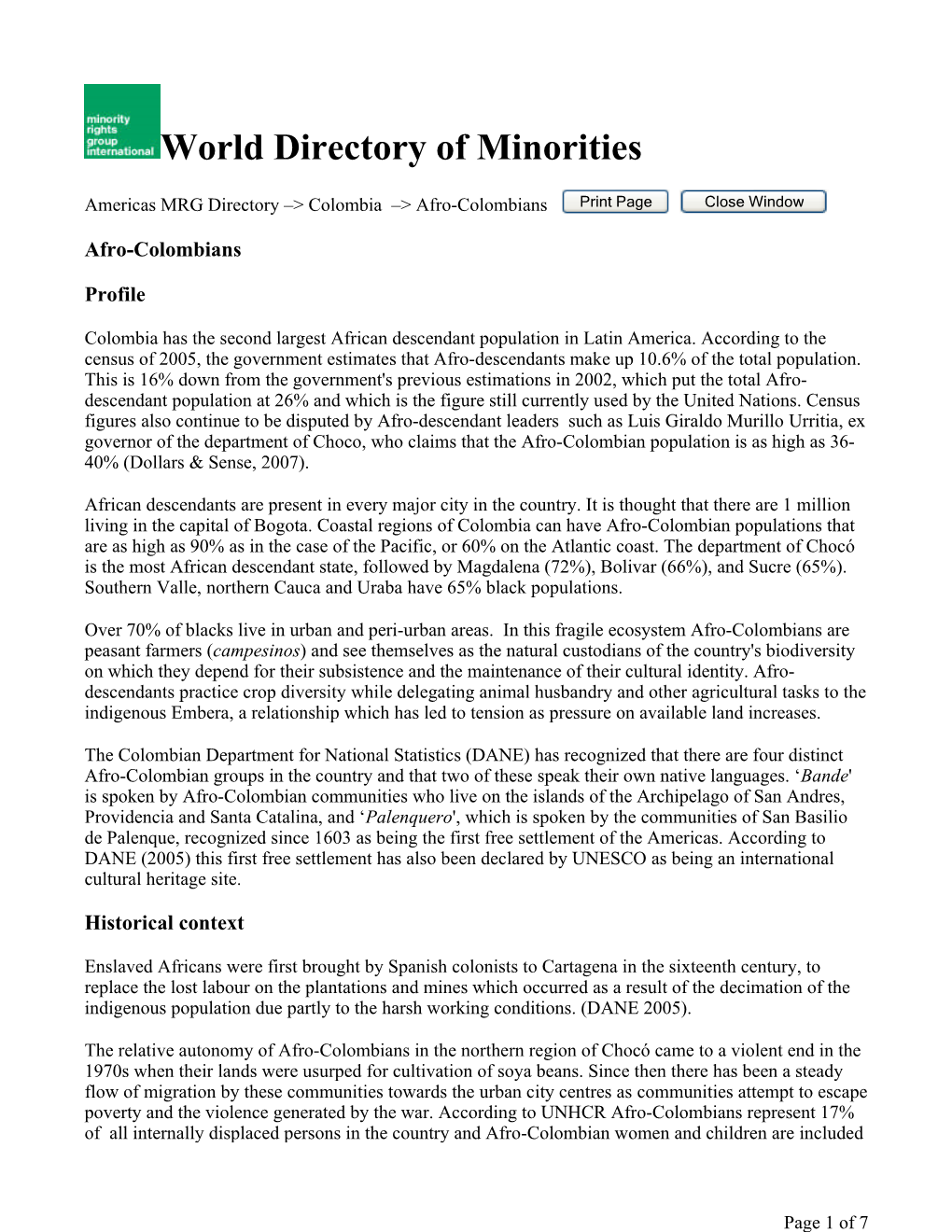 World Directory of Minorities