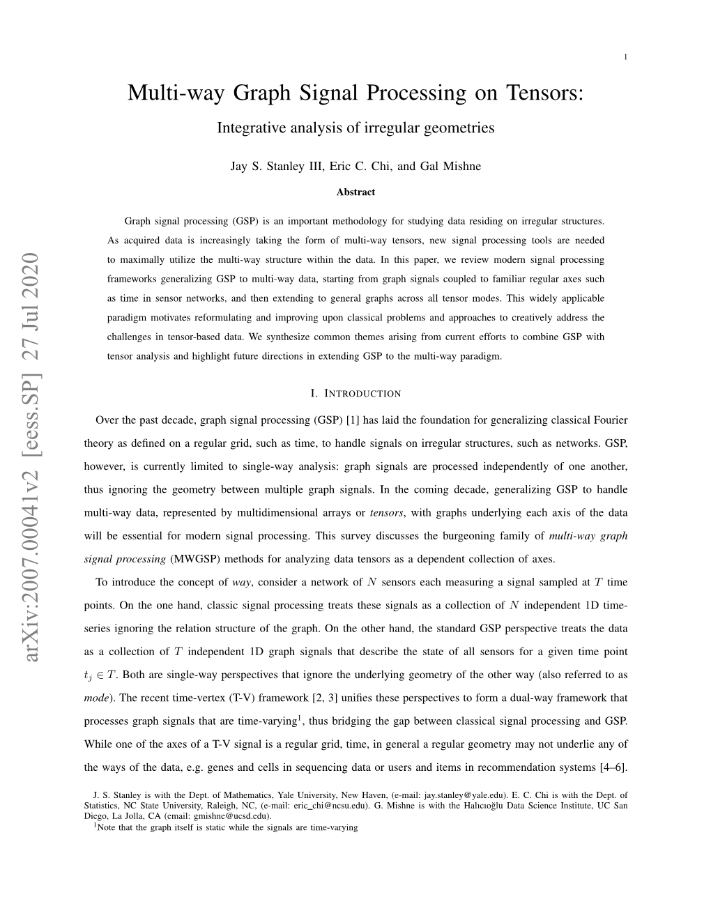 Multi-Way Graph Signal Processing on Tensors: Integrative Analysis of Irregular Geometries