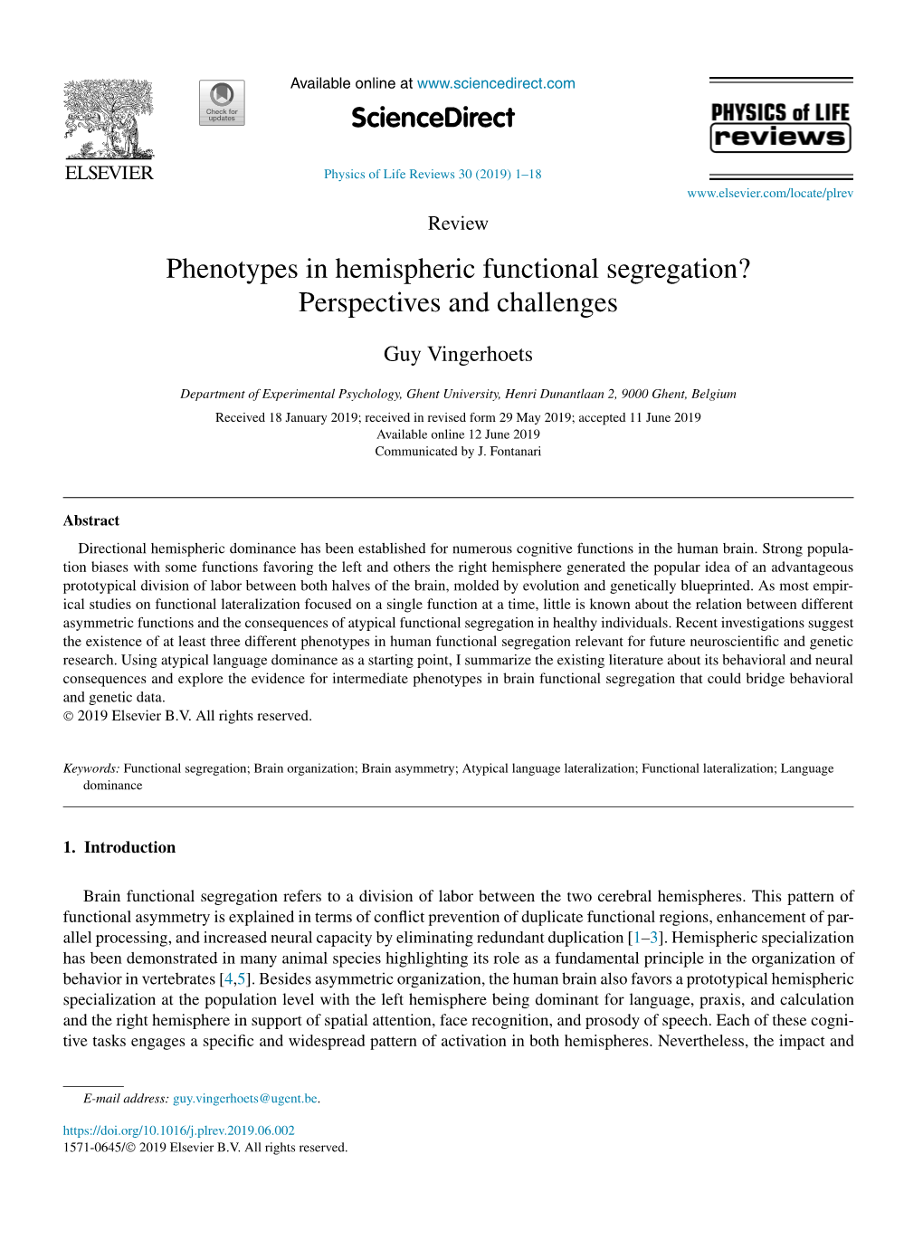 Phenotypes in Hemispheric Functional Segregation? Perspectives and Challenges