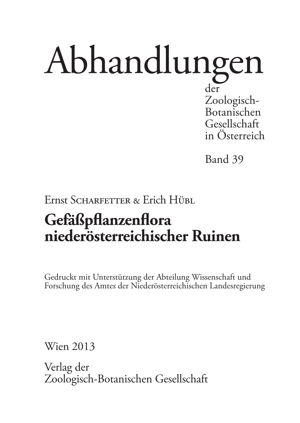 Gefäßpflanzenflora Niederösterreichischer Ruinen