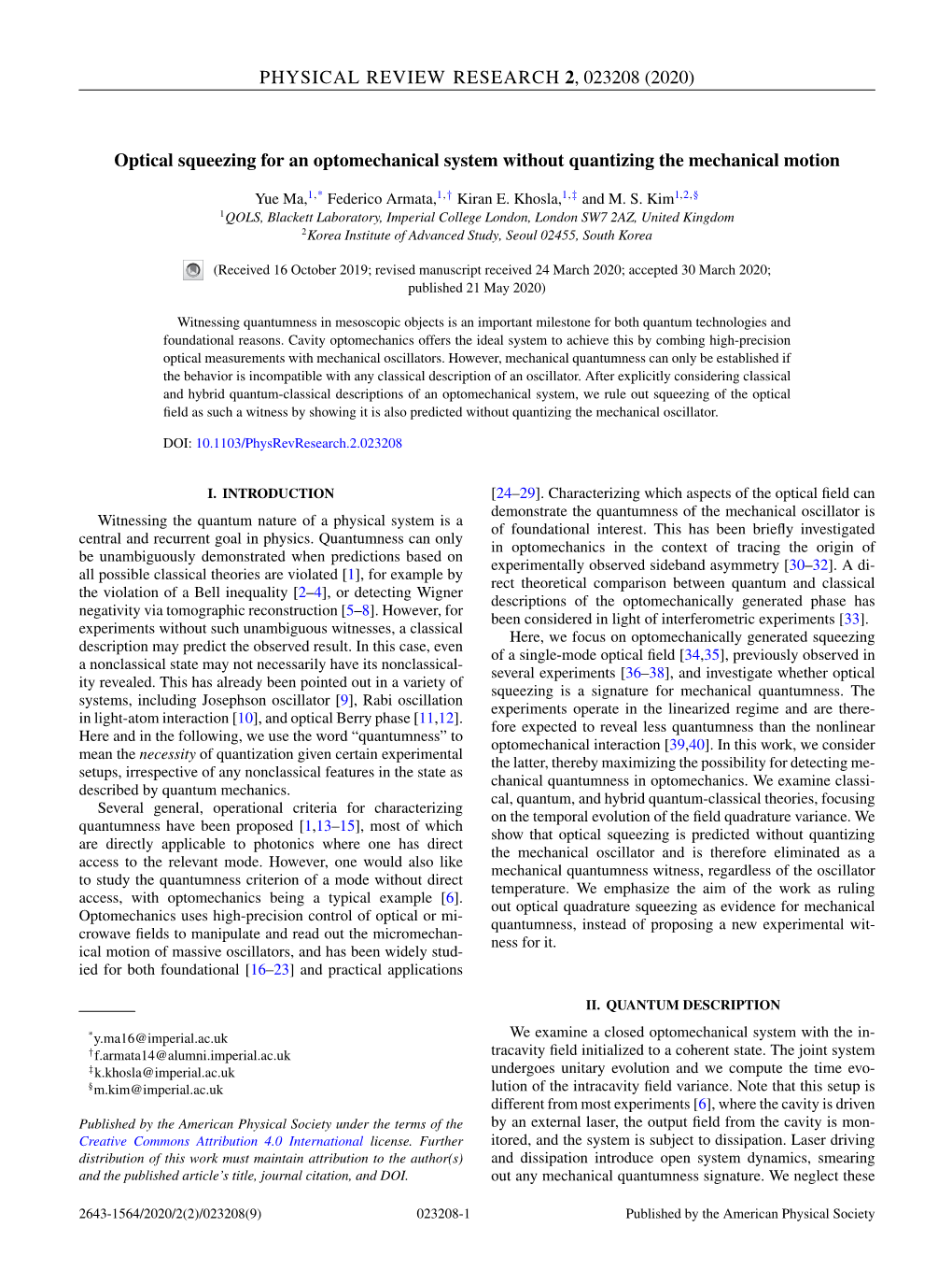 Optical Squeezing for an Optomechanical System Without Quantizing the Mechanical Motion