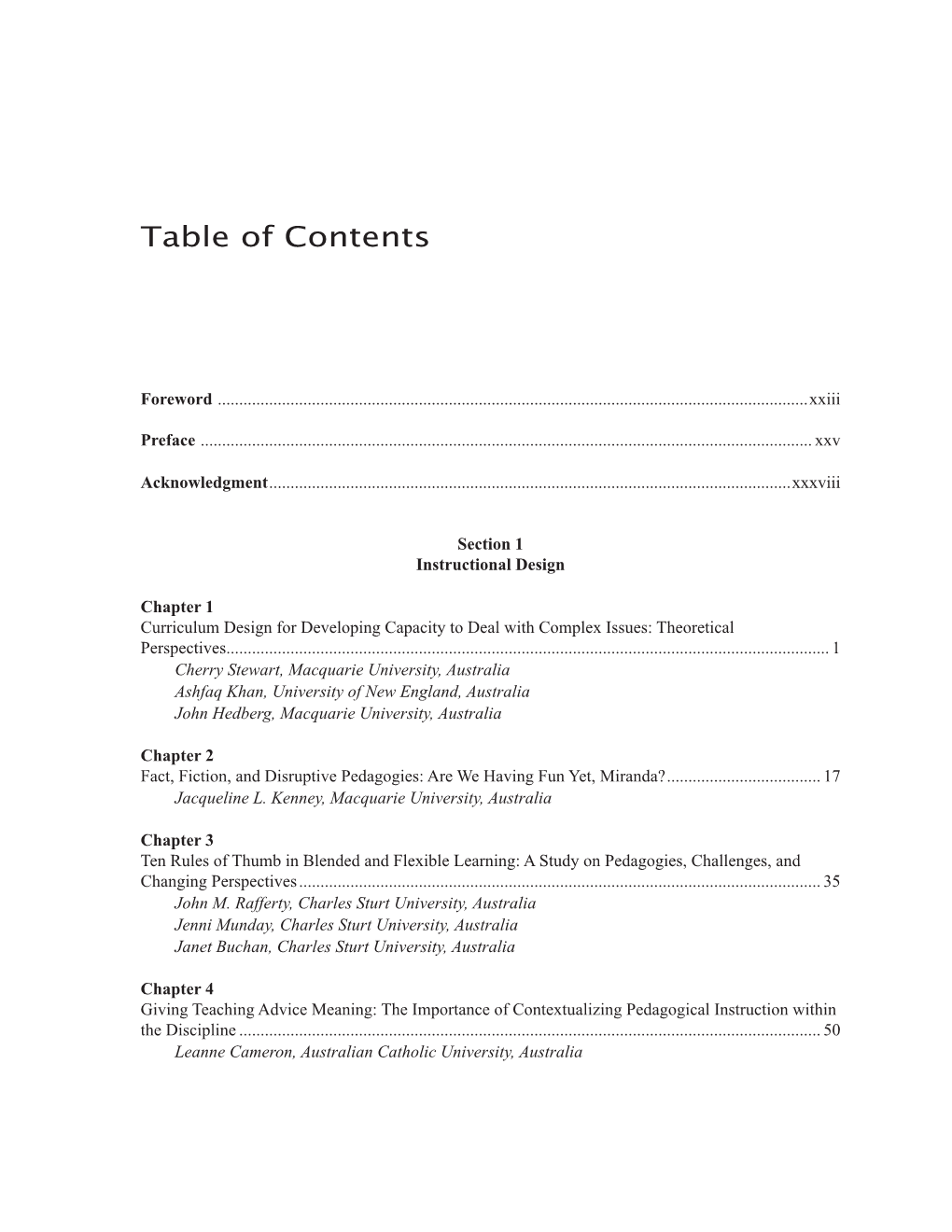 Table of Contents