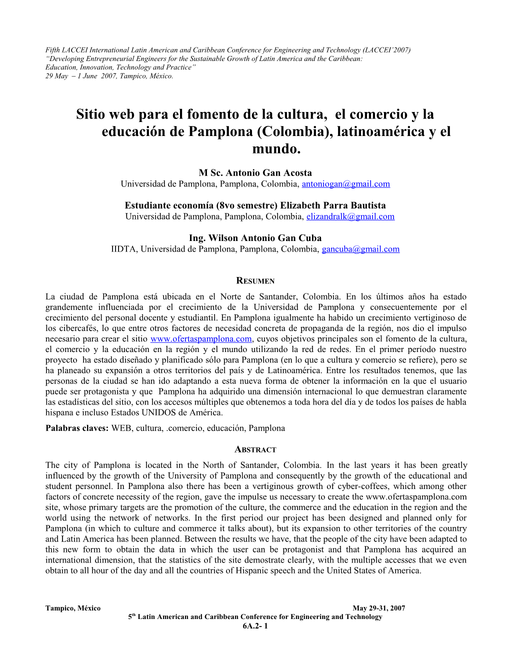 5Th LACCEI International Latin American and Caribbean Conference for Engineering and Technology s4