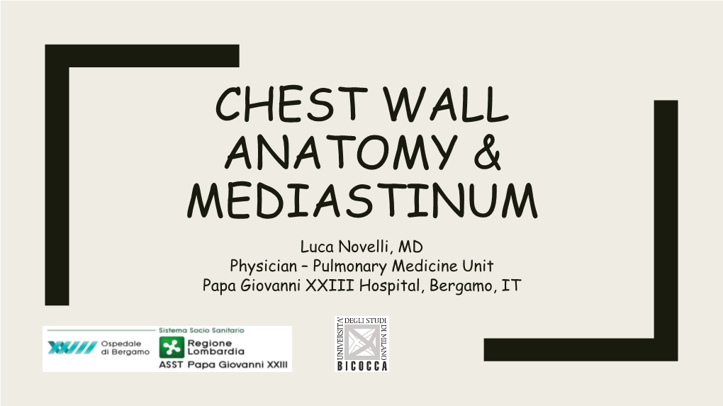 Chest Wall Anatomy