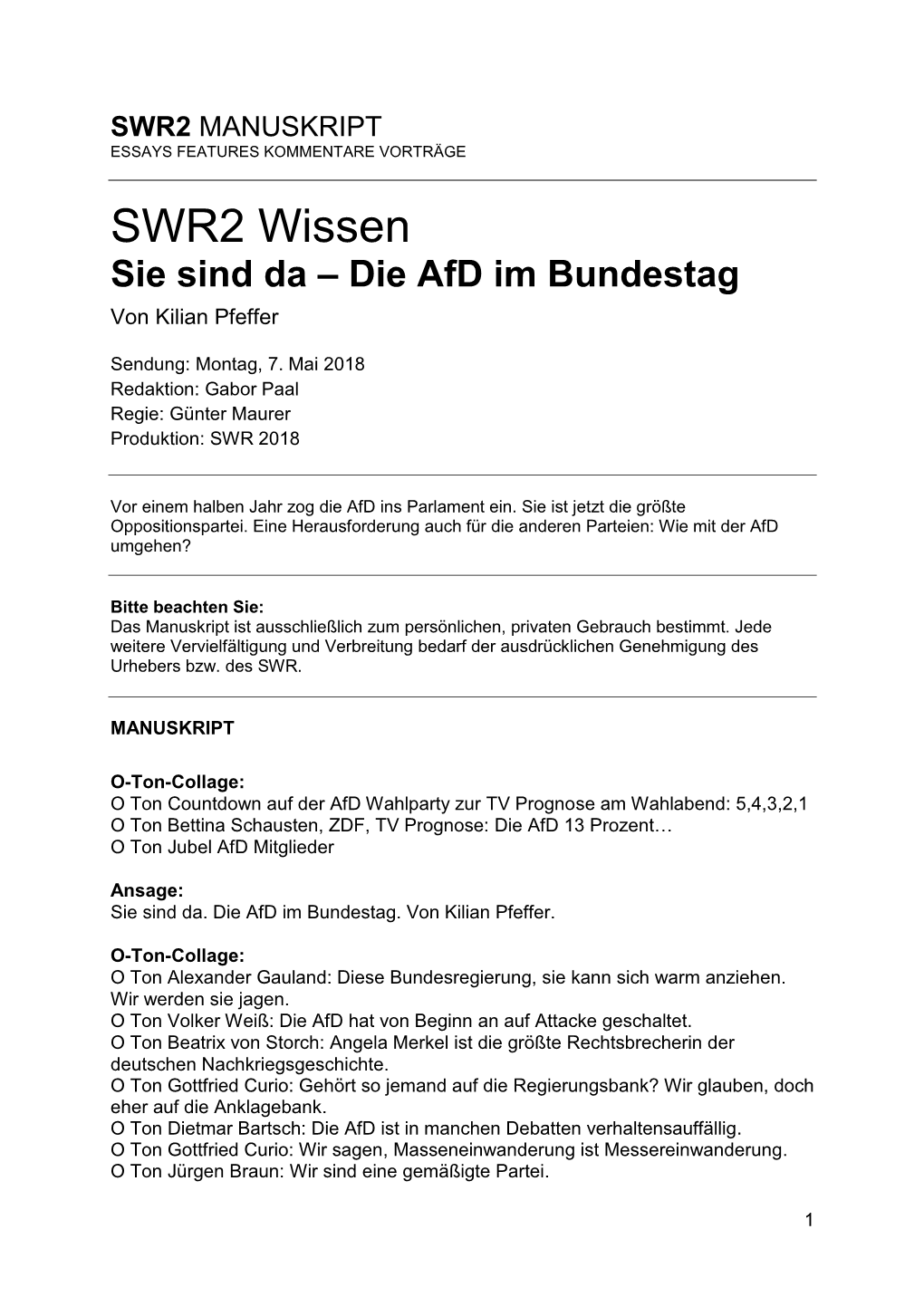 Sie Sind Da – Die Afd Im Bundestag Von Kilian Pfeffer