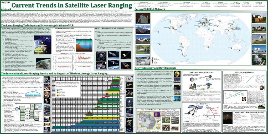 Current Trends in Satellite Laser Ranging