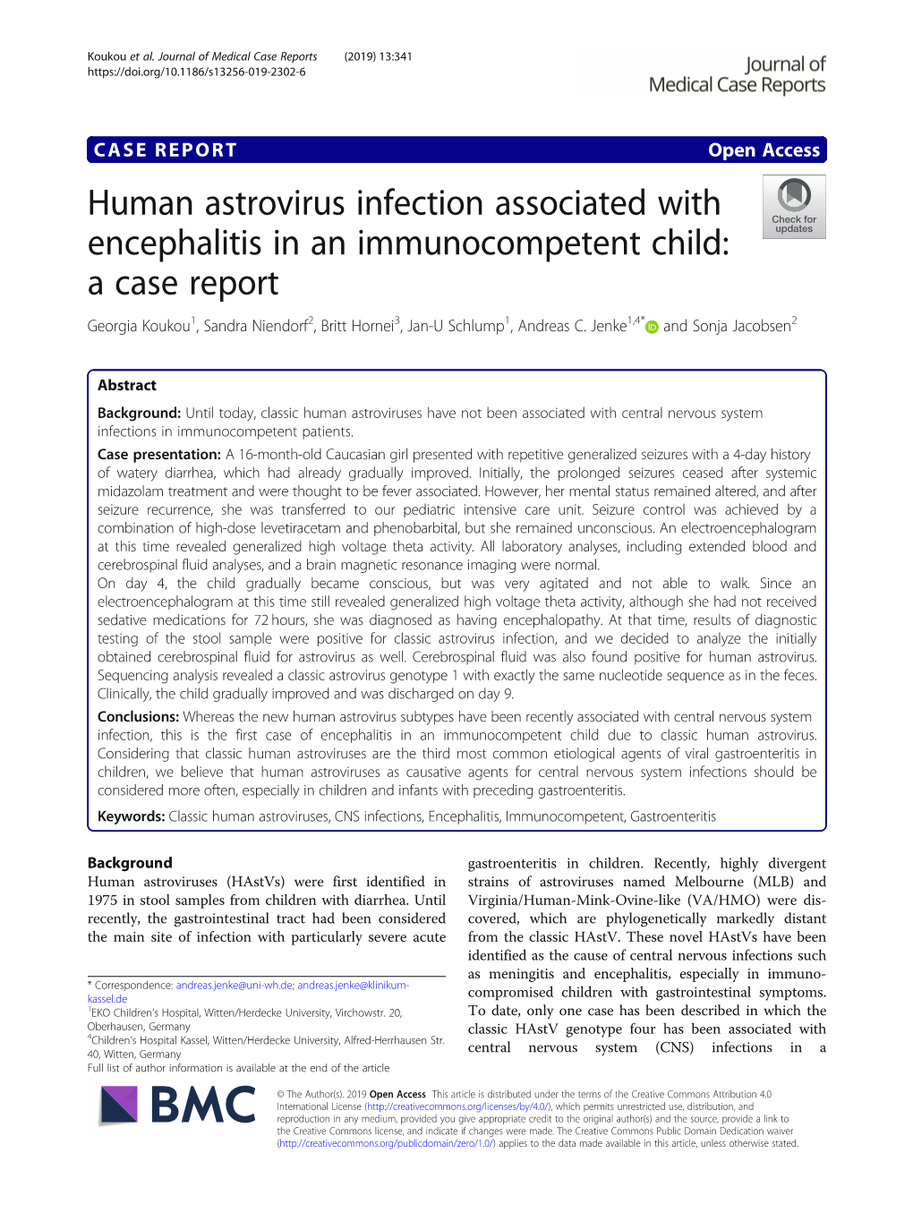 Human Astrovirus Infection Associated with Encephalitis in An