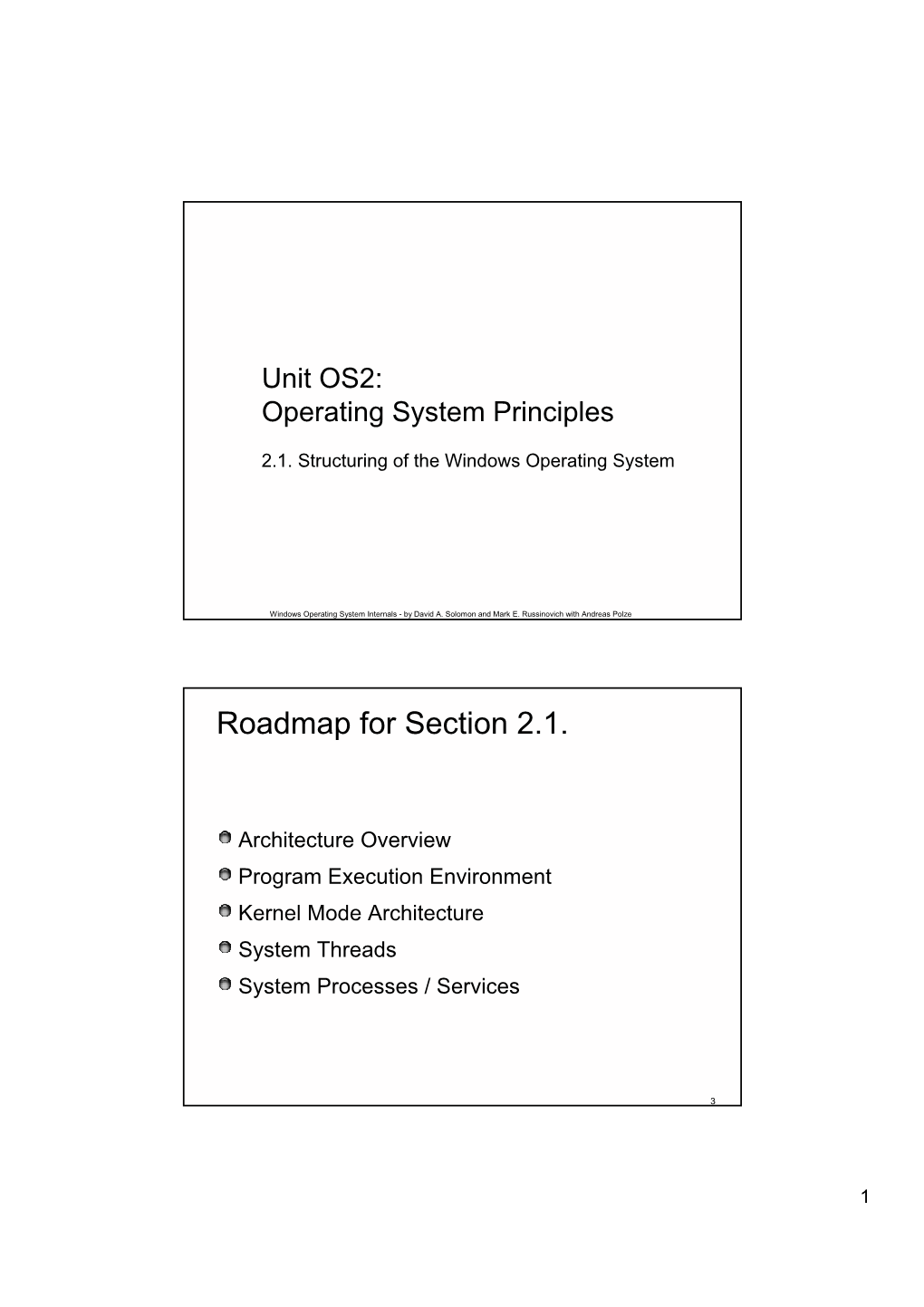 Roadmap for Section 2.1