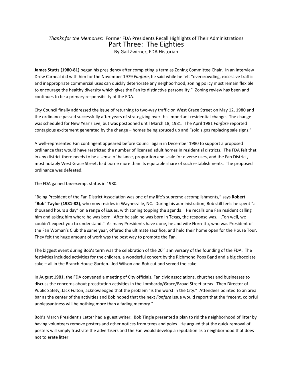 Thanks for the Memories: Former FDA Presidents Recall Highlights of Their Administrations Part Three: the Eighties by Gail Zwirner, FDA Historian