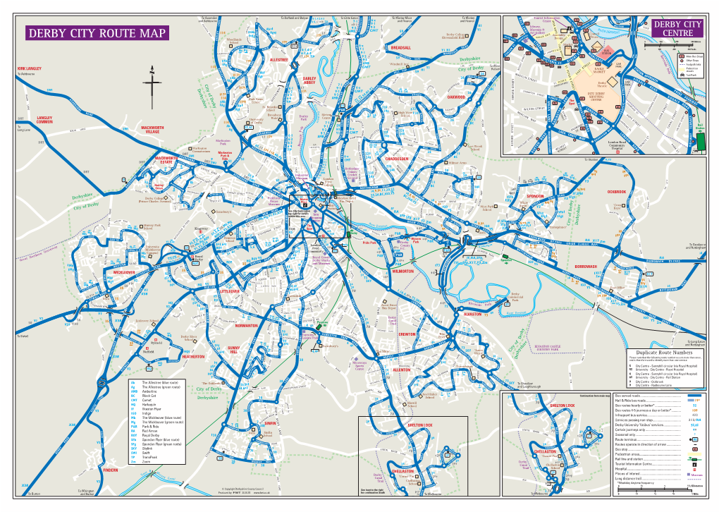 DERBY CITY ROUTE MAP D M G Rooms E C3