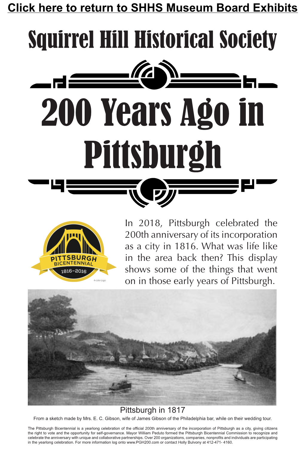 200 Years Ago in Pittsburgh