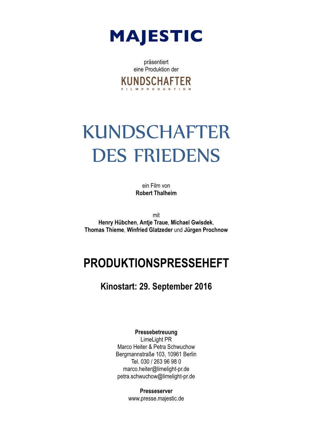Kundschafter Des Friedens Produktionspresseheft 2015-10-20