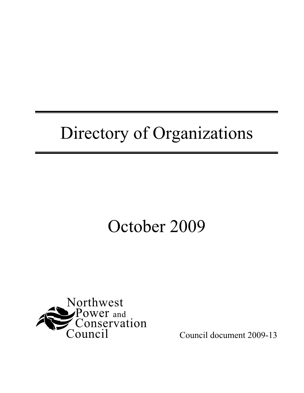 Directory of Organizations October 2009