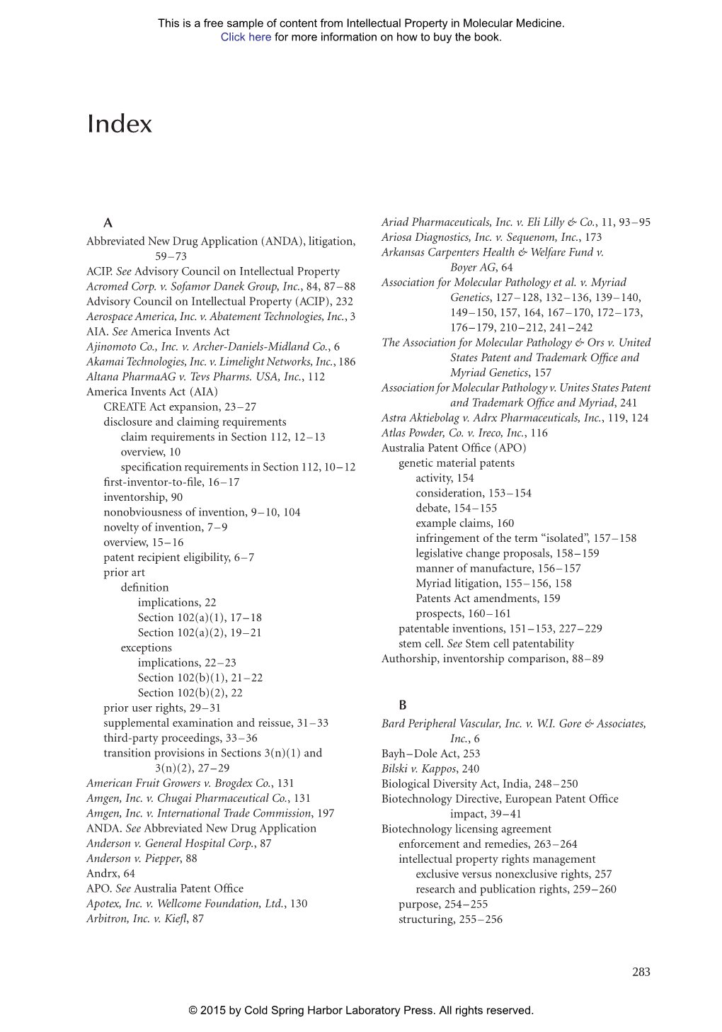 Intellectual Property in Molecular Medicine